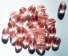 25 11x9mm Transparent Pink Grooved Drop Beads
